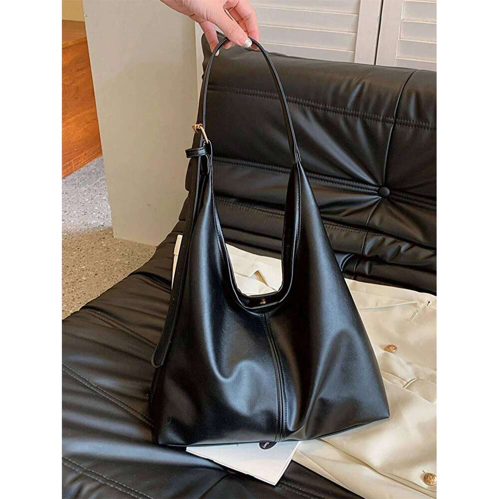 Fashionable Causel Tote For Women, Minimalist Golden Buckle Decor Shoulder Bag With Adjustable Strap, Women's Handbag Y260205