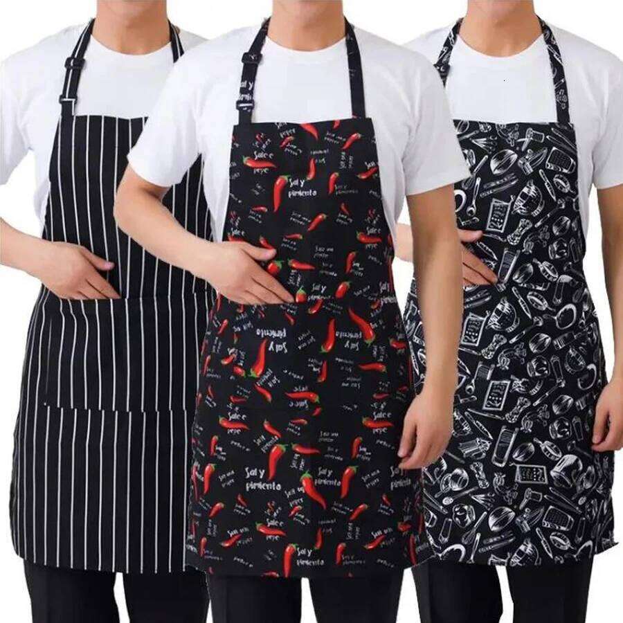 1pc Adjustable Adult Striped Restaurant Chef Apron Outdoor Camping Picnic Kitchen Cook Aprons S260205
