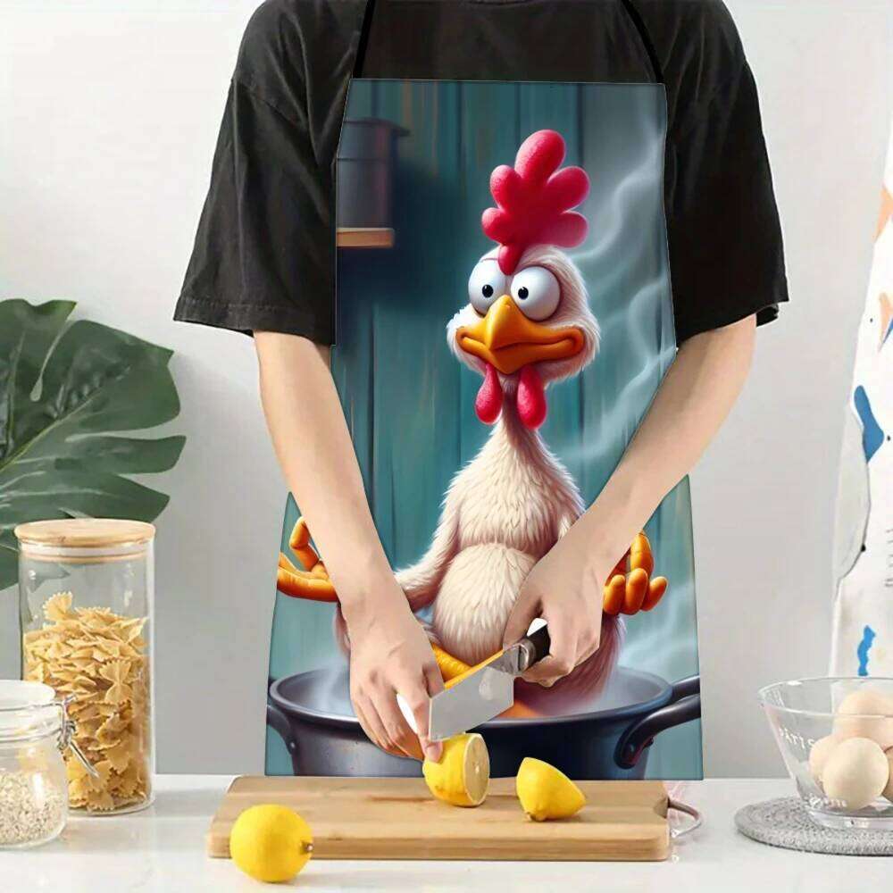 Cartoon Chicken Unisex Kitchen Apron , Fun Cooking Gift, Durable Polyester S260205