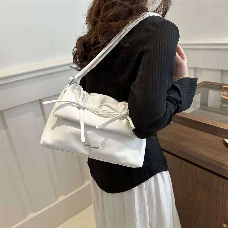 2025 New Ballcore Shoulder Ballet Bow Armpit Large Tote Crossbody Purse for Women Ins Casual Fashion Commuter Bag Y260205