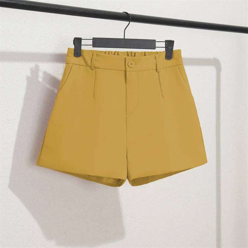 Solid Casual Elegant Trendy OL Office Lady Short Women's Pants Korean Sweet Fashion Elastic Waist Basic All-match Loose Shorts C260206