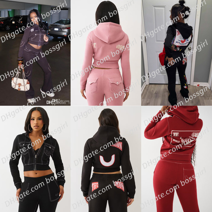 Spring Autumn Street Tracksuits Womens Casual Comfortable Sports Sweatsuits Two Piece Set Long Sleeve Zipper Hooded Hoodie Crop Top Sweatpant 12 Colors