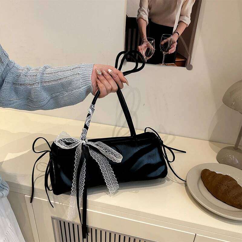 French Elegant Square Korean Bow Decoration Pu High-quality Niche Simple Ballet Style Shoulder Bag New Casual Women Bags Y260205