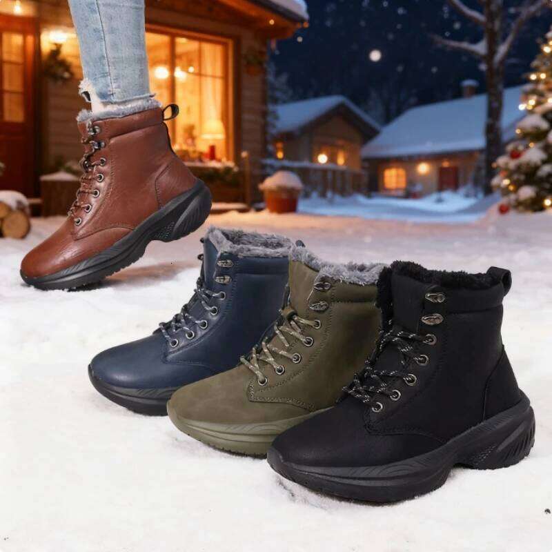 Winter Thick Women's Snow Platform Non-slip Warm Fur Ankle Plush Outdoor Hiking Motorcycle Boots Casual Female Shoes