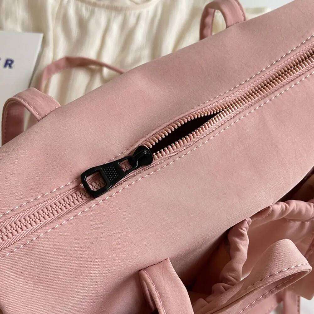 Leisure Bowknot Bow Nylon Tote Korean Style Large Capacity Underarm Canvas Handbag Pleated Shoulder Bag Unisex Y260205