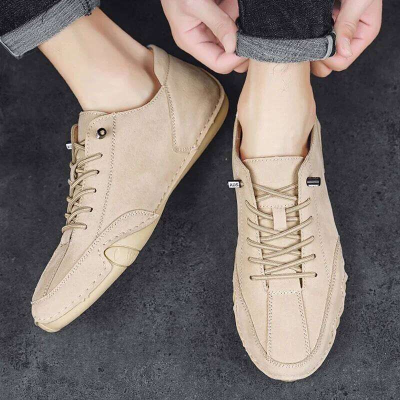 Casual Sneakers Breathable Leather Loafers Driving Handmade Men Walking Shoes Hot Sale Moccasins Man Footwear