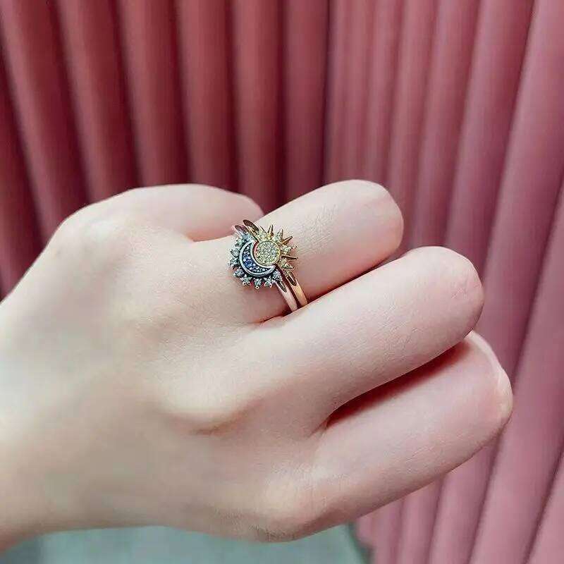 Hot Selling Fashion Sun and Moon Couple Ring For Women Men Jewelry Accessories Romantic Valentine's Day Gifts Wholesale W260206