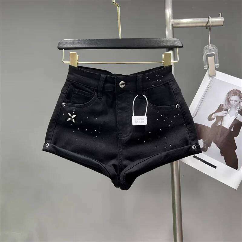 Women's Chic Hot Pant Girl Style Rolled-up Denim Summer Wear Version Low-Waisted Wide-Leg Pants A-line Shorts Jeans C260206