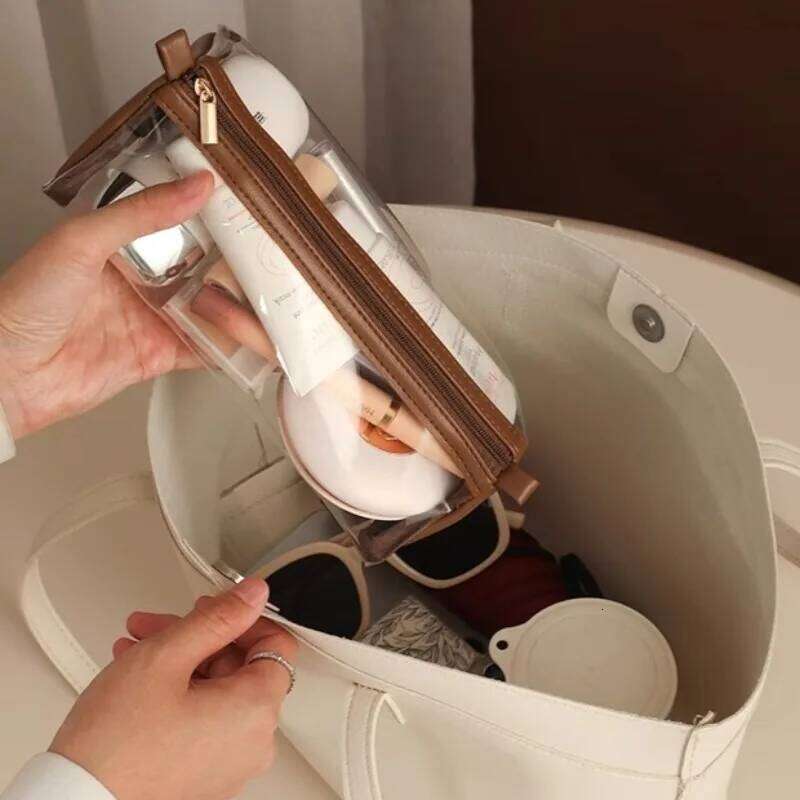 1pcs Large Capacity PU Leather Makeup Bag Portable Travel Toiletry Organizer Cosmetic Storage Pouch Y260206