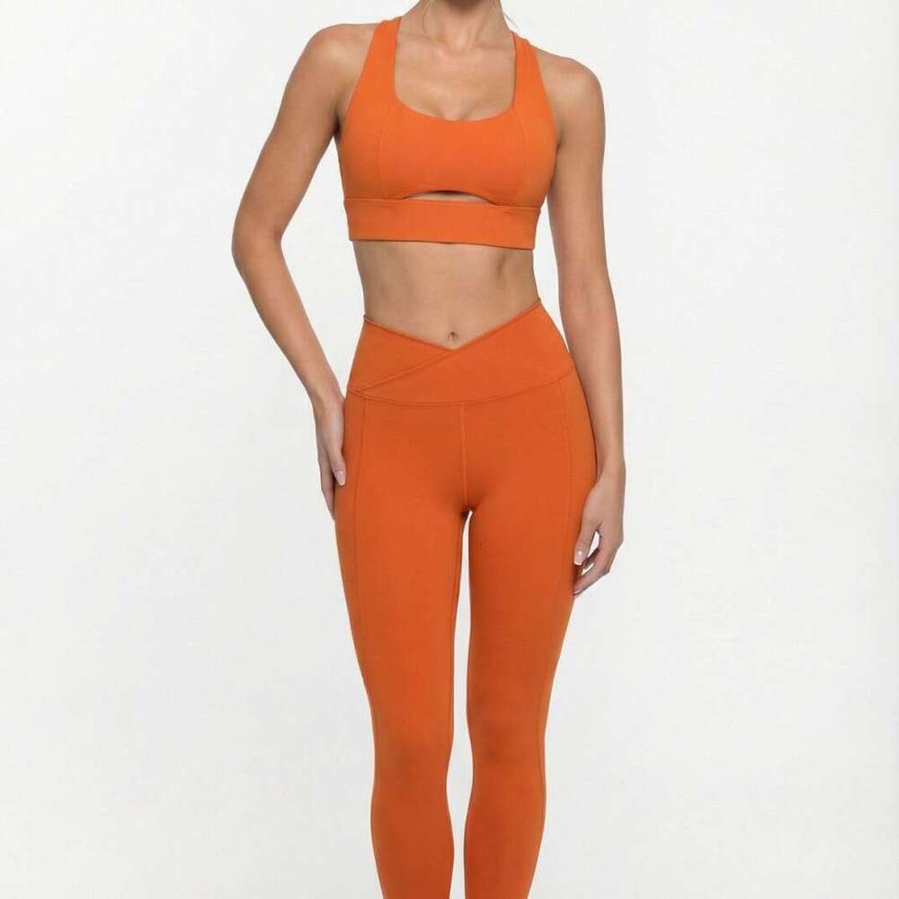 New Yoga Wear Shockproof Sports Bra Summer Barely There Lift Hip Slimming Breathable Nine-point Pants Fitness Two-piece Set Women