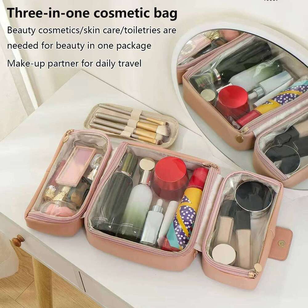 3 in 1 Makeup Bag Large Capacity Travel Cosmetic Organizer Portable Waterproof Multifunctional Toiletry Storage Pouch Y260206