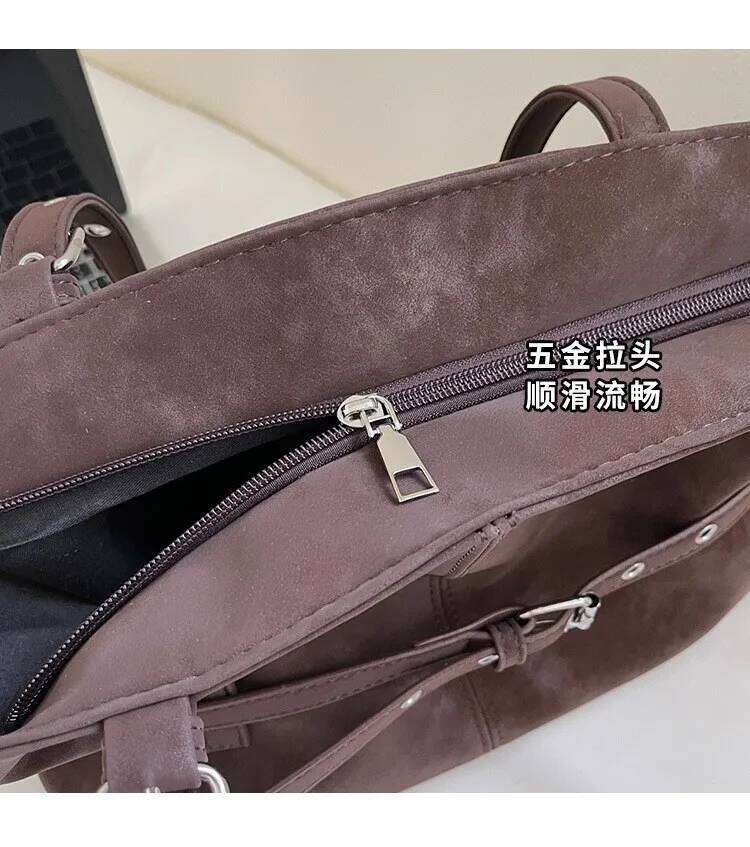 Retro Waed Leather Tote Women's Crossbody Shoulder Bag Large Capaci Motorcycle Sle Spring 2026 Fashion Trend Handbags Y260205