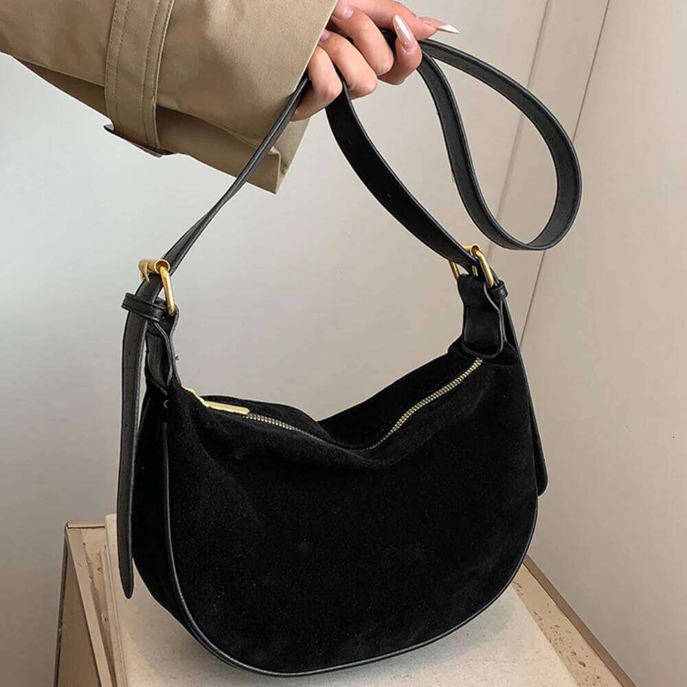 Vintage Suede Crossbody Bag Casual All-Match Large Capacity Soft Zipper Burgundy Packs Daily Working Commute One Shoulder Bags Y260205