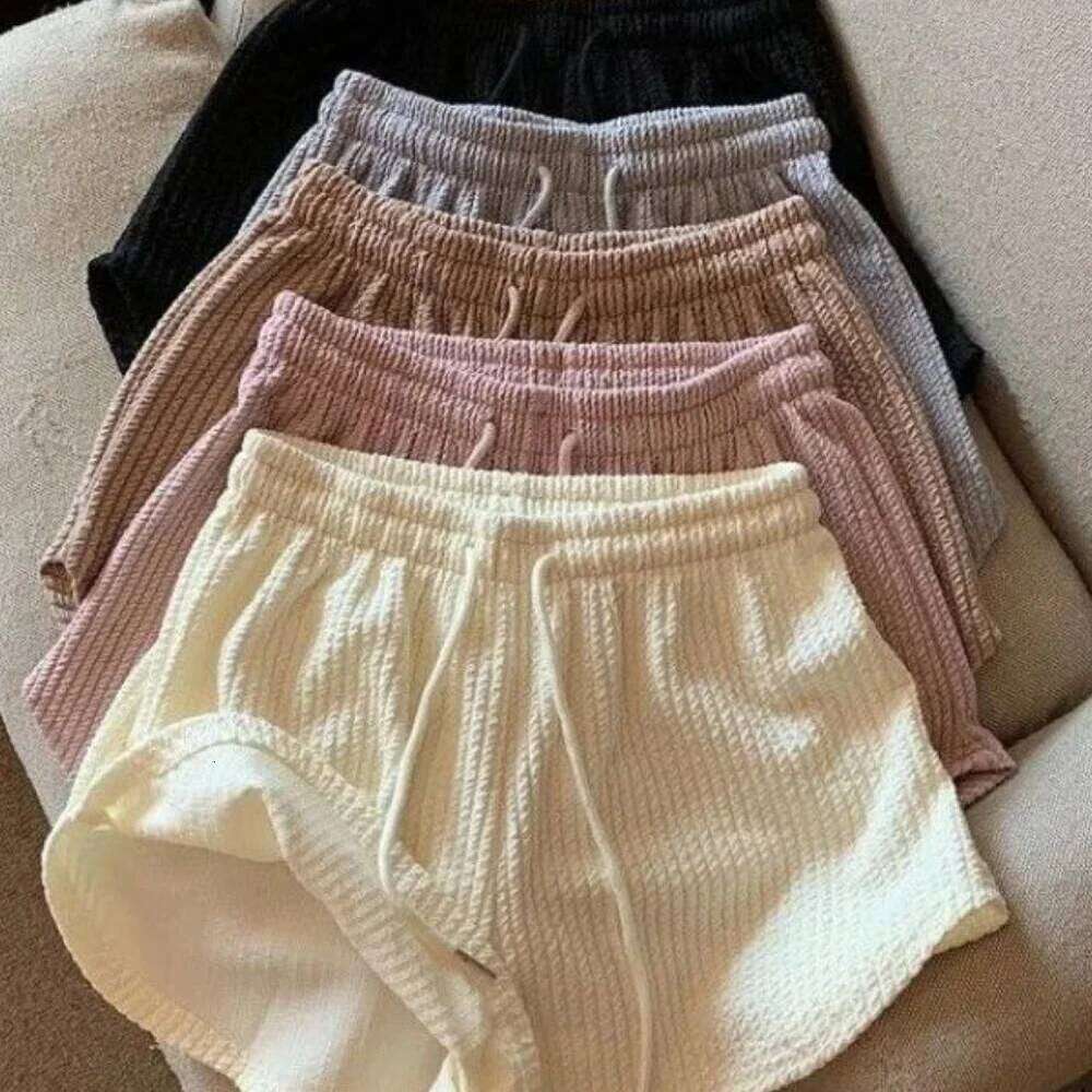 Women's High Waist Solid Color Fashionable Casual Loose Pocket Lace Up Girls Soft Cool Female Shorts XJ260206