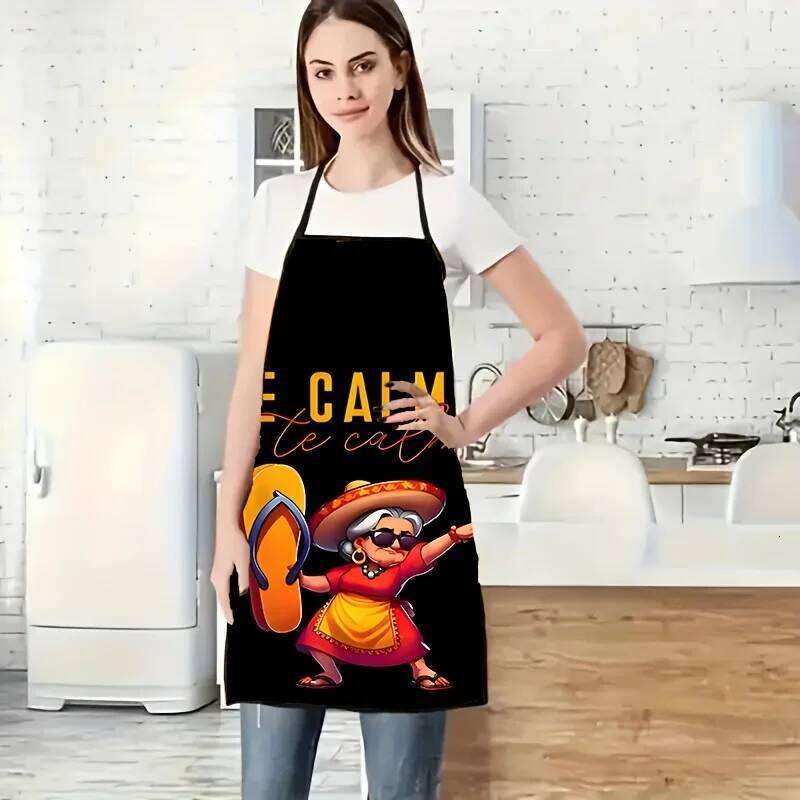 Vibrant Mexican inspired with "Te Calmas" Design Wide Strap, Kitchen Fashion, Everyday Apron S260205