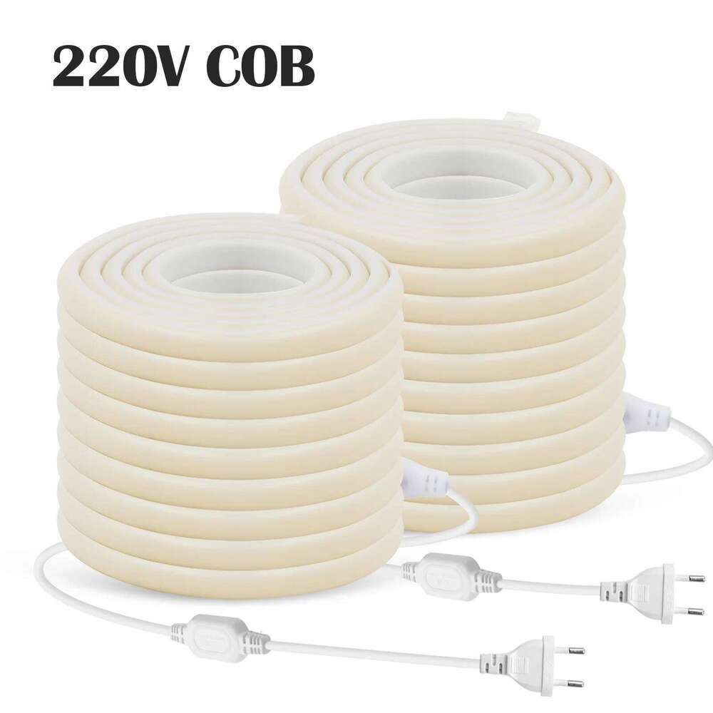 Super Bright 220V Cob LED Strip Light IP65 Waterproof With EU US Power Plug 288 LEDS/m Warm/Neutral/White Ribbon Tape Room Decor Z260206