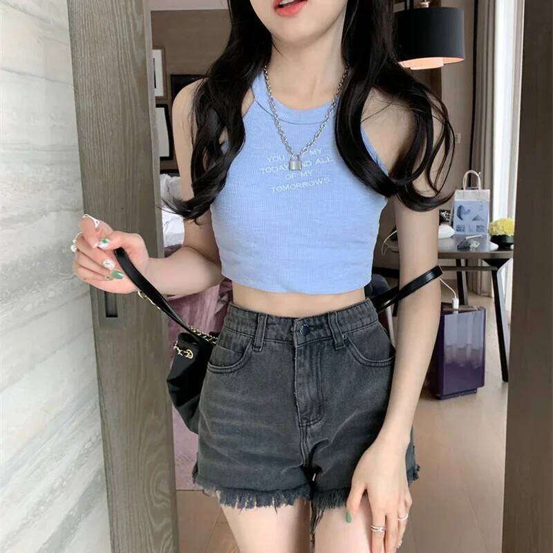 Shorts Women Tassel Side-slit Chic Design Denim Vintage Summer Slim Ins Hot Sale Schoolgirl Basic Pockets Daily Solid Fashion C260206