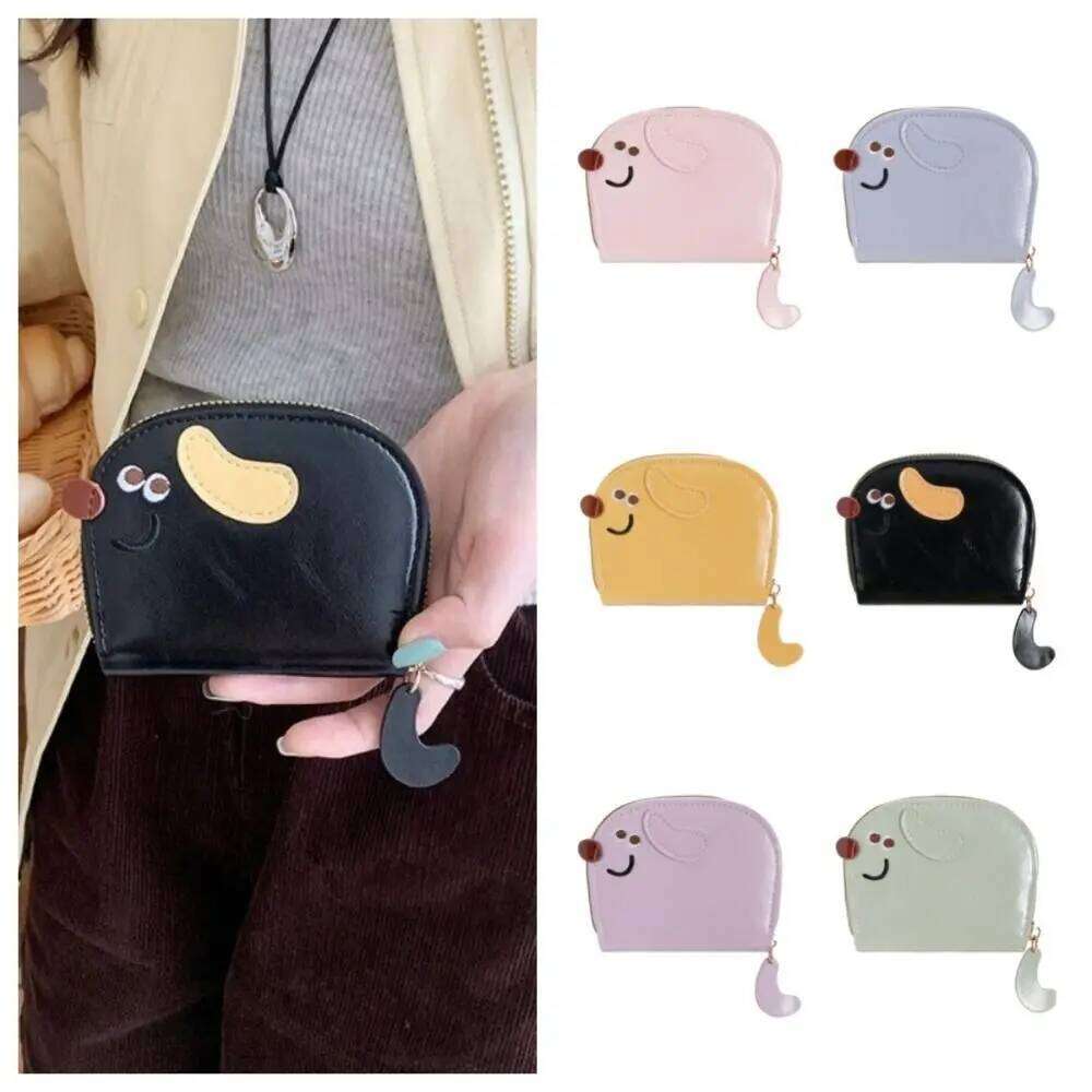 Fashion Cartoon Dog Bag Zipper PU Leather Coin Purse Pocket Card Holder Outdoor Y260206