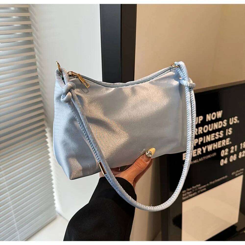 High Quality Solid Color Fashion Elegant Smooth Cloth Satin Underarm Leisure Shoulder Bag Y260205
