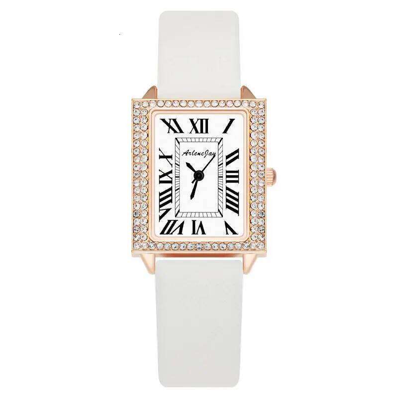 Square diamond studded women's strap rectangular Roman character small square watch Z260206
