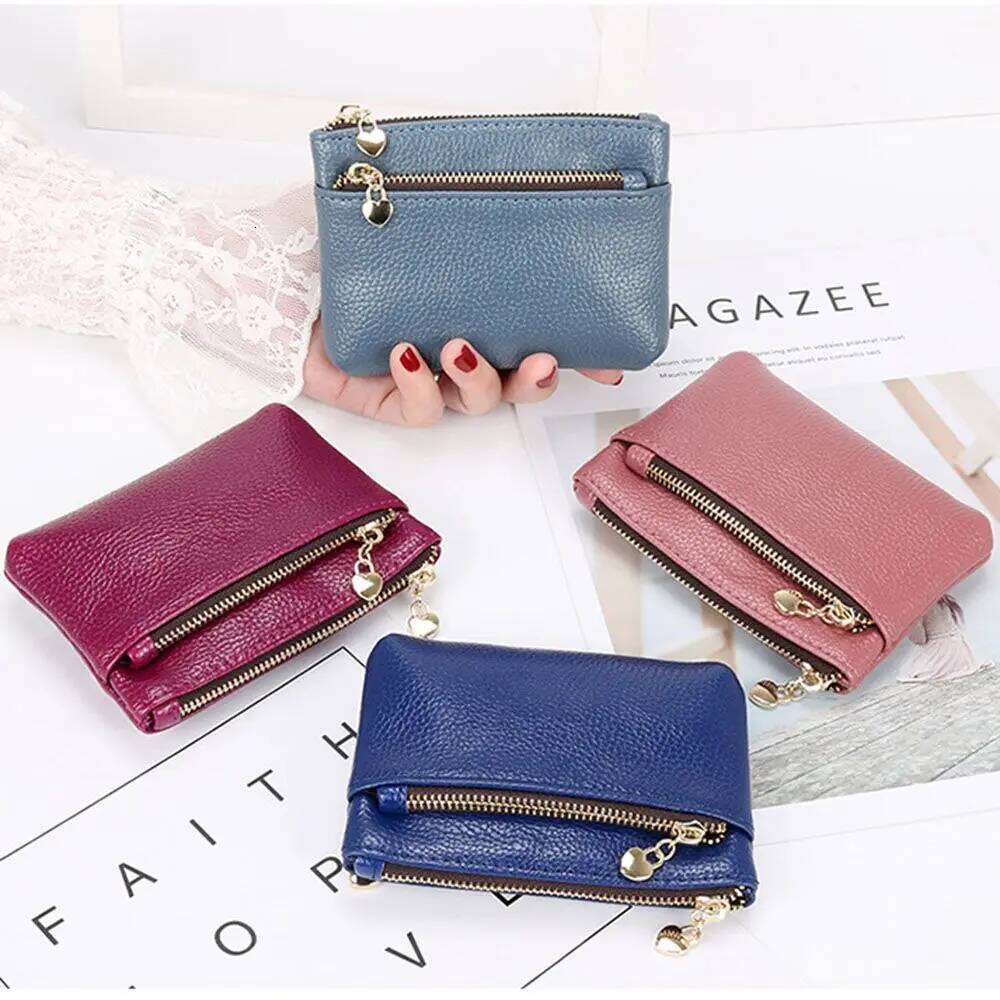 Women Mini Change Purses Leather Purse Zipper Pouch Card Wallet Kids Coin Pocket Wallets Key Chain Holder Y260206