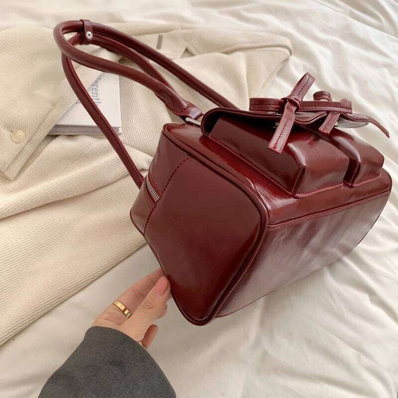MOODS Y2K Stylish Shoulder Bags For Women Pure Color Big Capacity Commuter Mini Boston Underarm Bag 2024 Luxury Designer Handbag Y260205