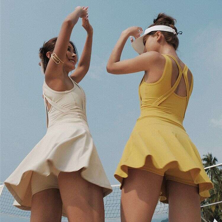 2026 Sleeveless Short Running Tennis Skirt Yoga Wear Sports Fitness Set Summer Women Elastic Slim Fit