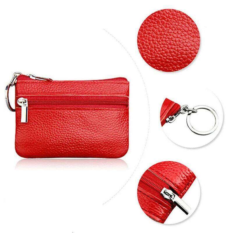 New 1PC Bag Card Holder Women'S Mini Coin Purse Leather Zipper Pouch With Key Ring Small Wallet Y260206
