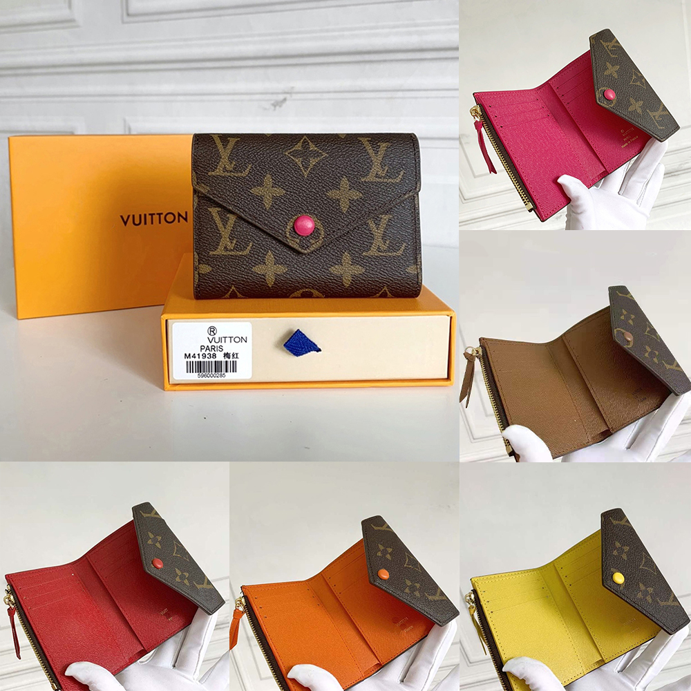 Designer Bag Victorine M41938 Coins Purse Women Multicolor Zipper Pocket Mini Compact Wallet Key Coin Card Holder Case Accessoires Wallets Old Flower Brown Card Bag
