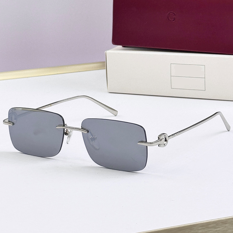Designer rimless sunglasses for women silver metal light grey Lenses glasses trendy street shooting Shades Y2K Daily Outfit G Luxury Brand reading Glasses GG 1703