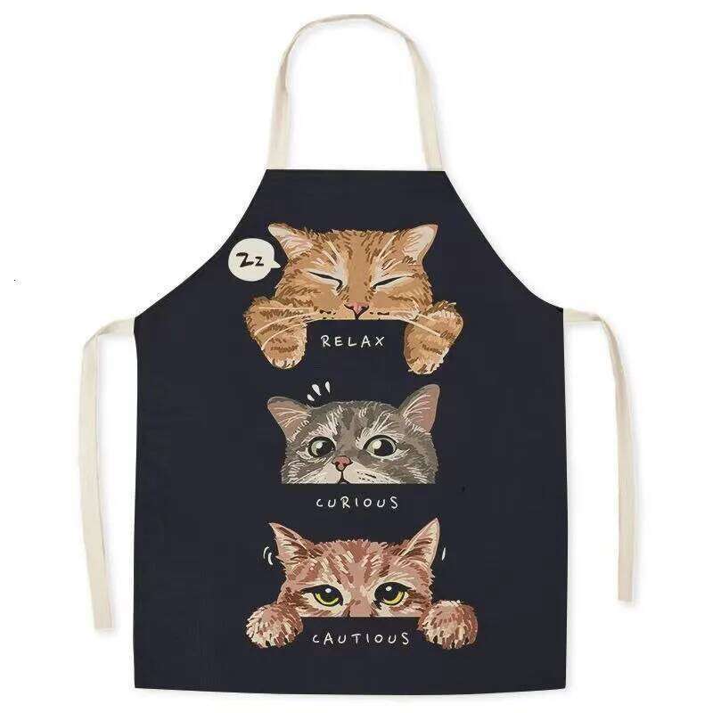 Cartoon puppy pattern adult home anti-oil stain sleeveless bib men's linen kitchen cooking baking apron S260205