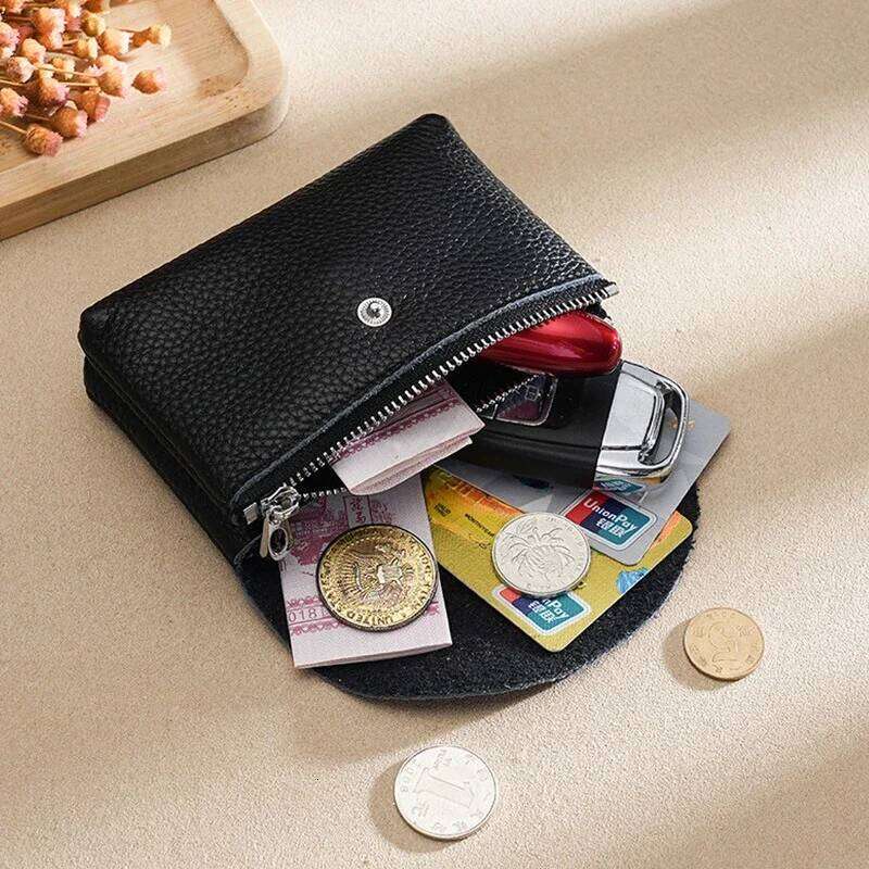 Top Layer Cowhide Purse for Women New Genuine Leather Key Card Holder Coin Wallet Y260206