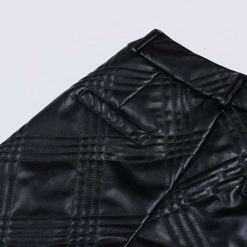 ZUZK Black PU Leather Thick For Women Winter Warm Long Shorts Motorcycle Punk High Waist Bermuda Femme XJ260206