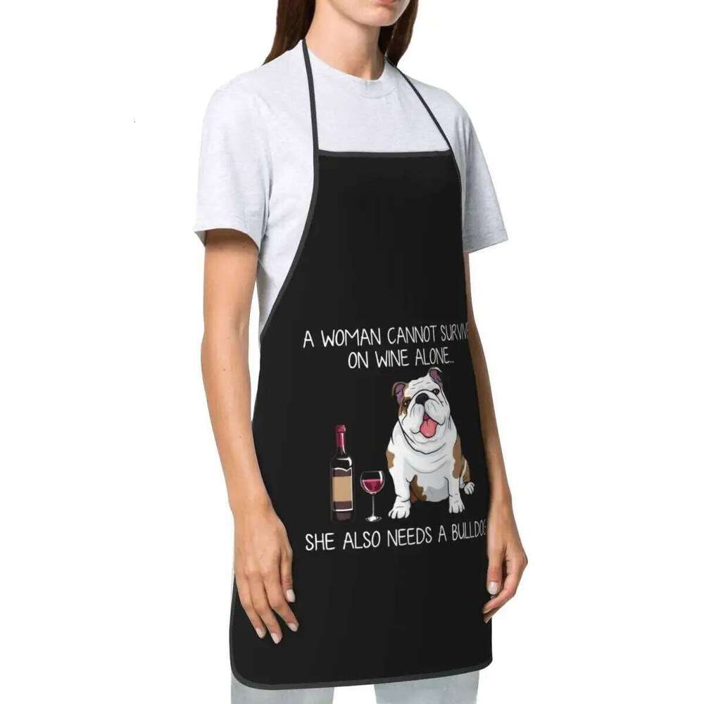 Pug Chihuahua Border Terrier And Wine Apron Men Women Unisex Adult Chef Cooking Kitchen Dog Lover Tablier Cuisine Painting S260205