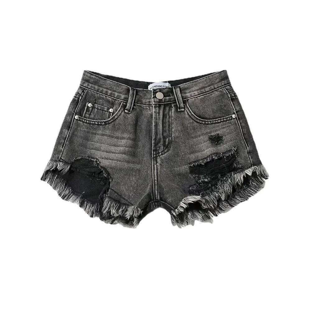 Shorts Denim Washed Women Jean High Waist Hole Spliced Slim Fit Sexy Jeans Casual Pockets Summer Short Straight Pants C260206