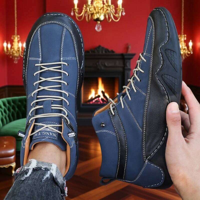 New 2025 Handmade Leather Outdoor Hiking Anti Slip Training Work Shoes Men Ankle Fashion Autumn Winter Boots