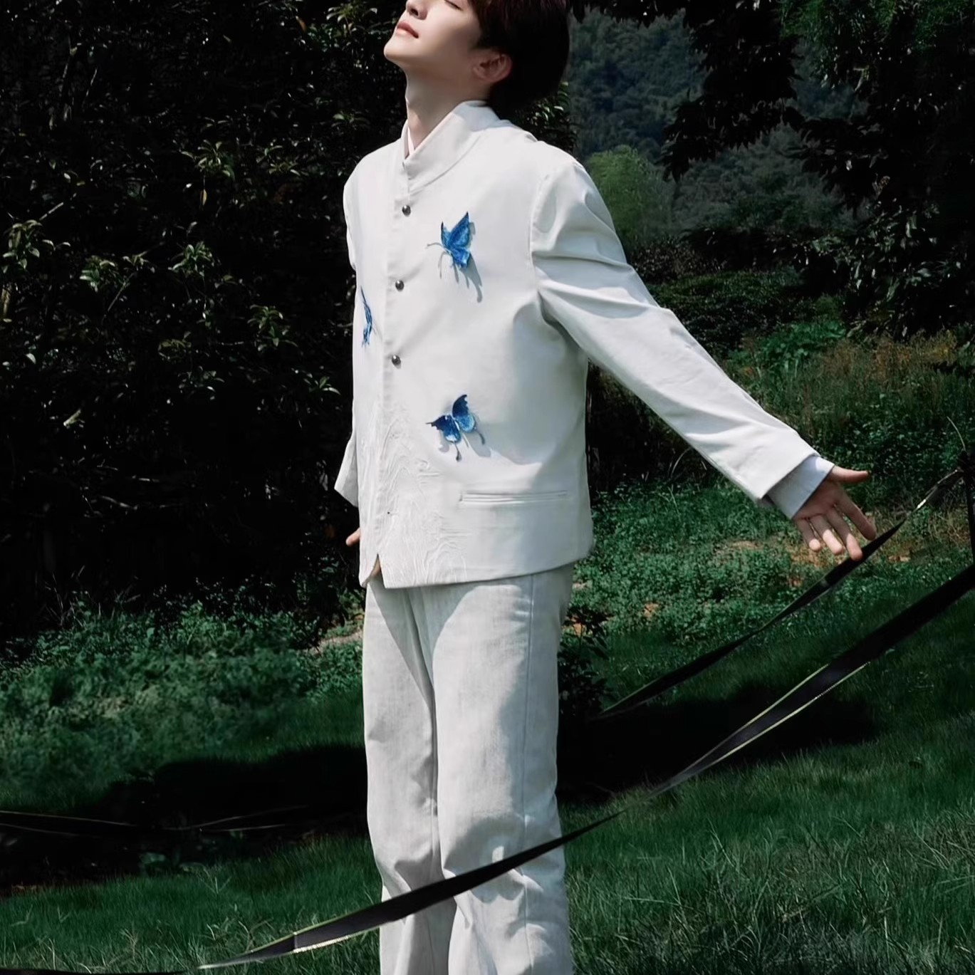 2026 New Chinese Style Men Suit Spring Autumn Chic Premium Feeling Fashion Butterfly Embroidery Design Coat Free Shipping