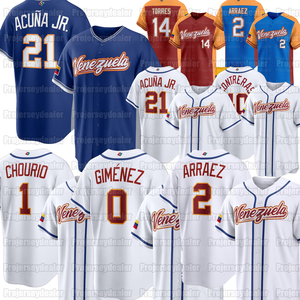 21 Ronald Acuna Jr Venezuela 2026 World Baseball Classic Jerseys WBC Gleyber Luis Arraez Jackson Chourio Willson Contreras Andres Gimenez