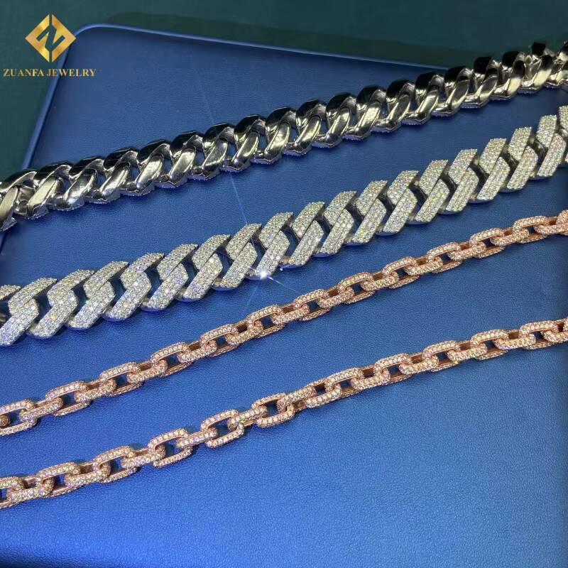 New Product 925 Silver Necklace Men Chain Miami Big Heavy 20mm VVS Moissanite Cuban Chain HipHop Style Iced Out Moissanite Chain