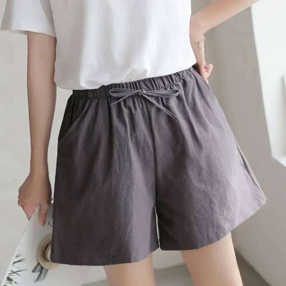 Cotton Linen Women's Sports Summer Solid High Waist Black Shorts Women Fashion Casual Basic Short Pants C260206