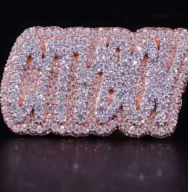 Custom Lab Grown Diamond Ring Men Unique Rose Gold Rhodium Plated Hip Hop Letter Luxury IGI Certified Fashion Statement Jewelry