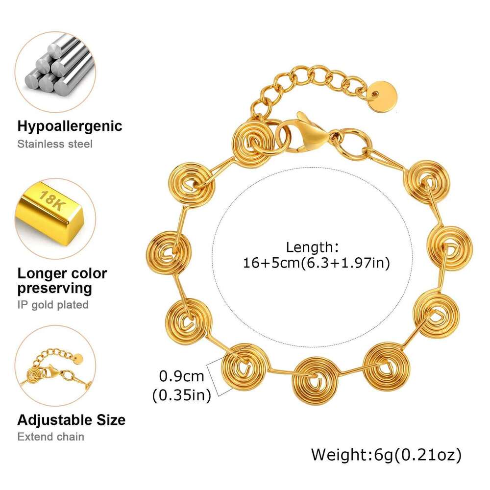 Geometric Spiral Bracelet,Gold Color Women's Stainless Steel Bracelets,Unique Jewelry Gifts 26H0206