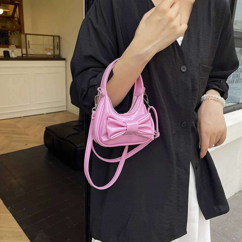 Pink Bowknot Clutch Luxury Silver Handbag Red Wedding Purse Super Mini Pu Leather Crossbody Mobile Phone Lady Wrist Bag Y260205