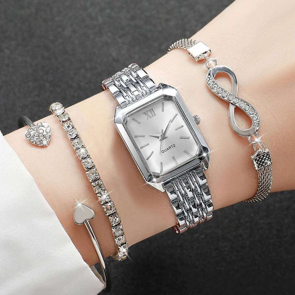 2/3/4/5PCS Fashion Women Quartz Watches Ladies Rectangle Roma Dial Wristwatch Jewelry Set Reloj MujerWithout Box Z260206