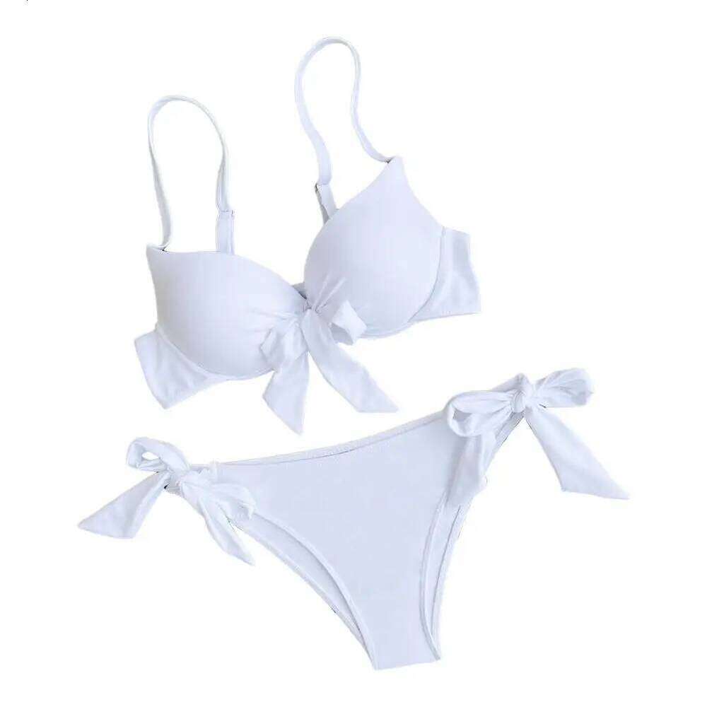 Strappy Beachwear Removable Breast Pads Swimsuit Stylish Women's Bikini Set with Padded Sling High Waist Swim Briefs for Summer Z260206