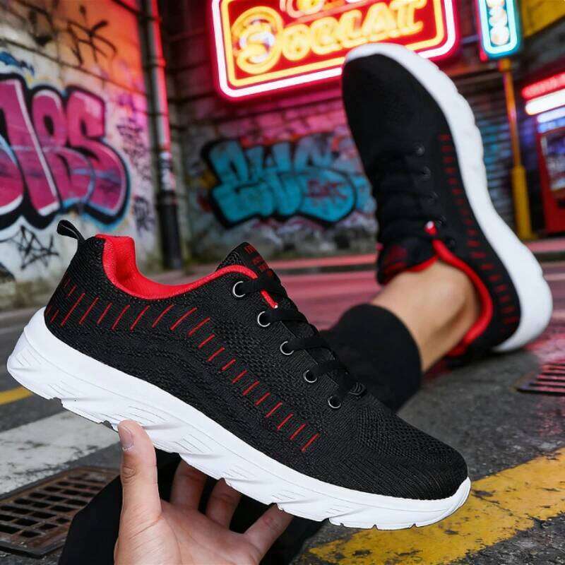 All Black Casual Sneakers Breathable Lightweight Non-Slip Outdoor Shoes Walking Running Trendy Versatile Men's Footwear