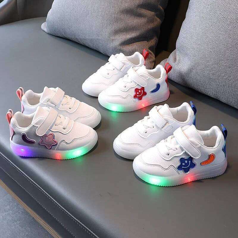 Kids LED Light Casual Boys Cute Cartoon Glowing Sneakers Children Soft Bottom Anti Slip Sports Fashion Girls Shoes H260206
