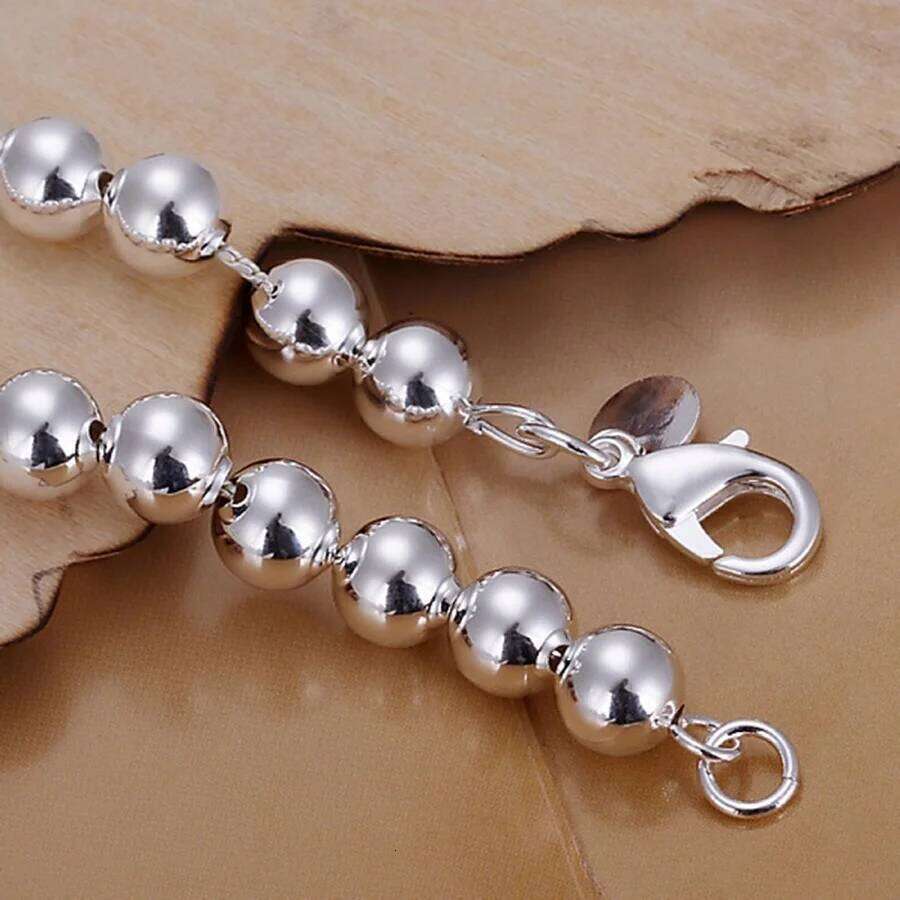 high quality fashion Silver bracelet Jewelry charm 8MM chain bead Bracelets gifts for women wedding 20cm 26H0206
