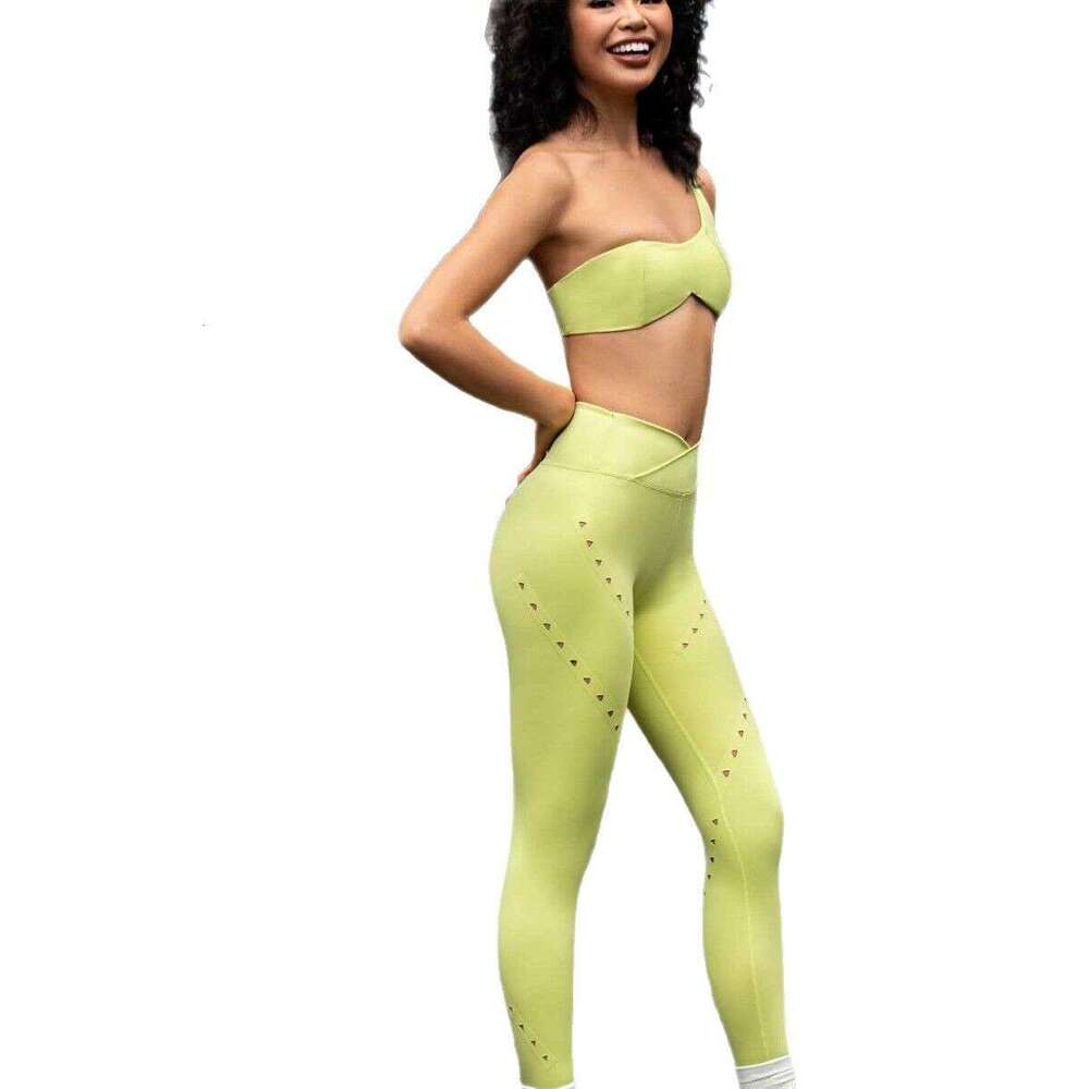 Sports Personality Asymmetrical Sexy Strap Backless Bra Running Fitness High Waist Hollow Breathable Yoga Pants