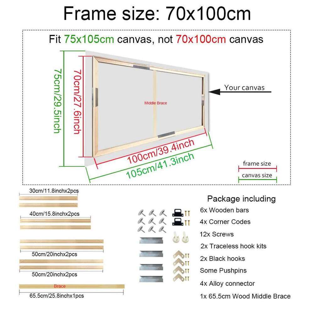 70x100cm Wooden for 75x105cm Pictures For Canvas Diamond Painting Large Size Picture Poster Wall Frame Pine S260205